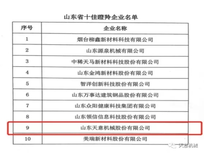 世界杯信誉买球机械荣获“山东省十佳瞪羚企业”称号