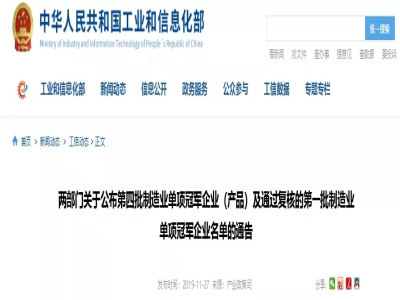 世界杯信誉买球机械荣获工信部“制造业单项冠军示范企业”
